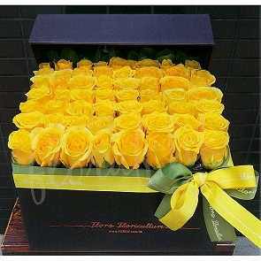 A21-56  香港盒裝玫瑰花店 -  黃玫瑰花盒  A21-56  香港盒裝玫瑰花店 -  黃玫瑰花盒